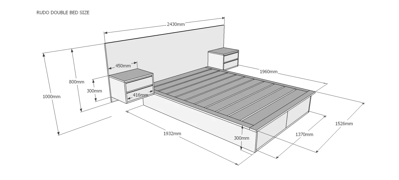 RUDO Bed With Drawers and Side Tables - Crafted from Premium SA Pine - Image 13
