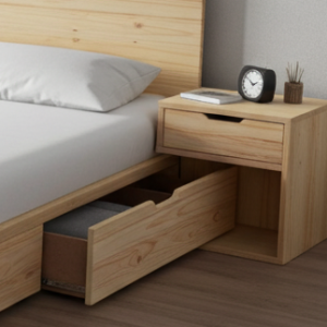 Khan Pine Bedside Table With a Drawer - Crafted from Premium SA Pine