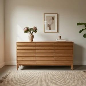 The Mbizi Chest Of Drawers With Slatted Drawers Front — lifestyle scene