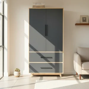 Contemporary Wooden Utility Cabinet with 2 Doors (MDF) and 2 Drawers — lifestyle scene