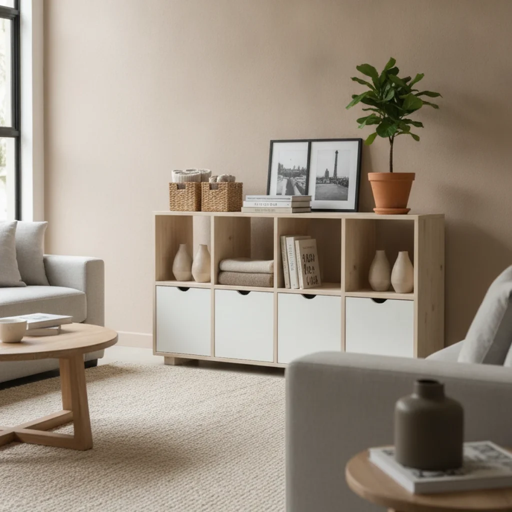 Banzi Wooden 8 Cube Storage Unit With Drawers — lifestyle scene