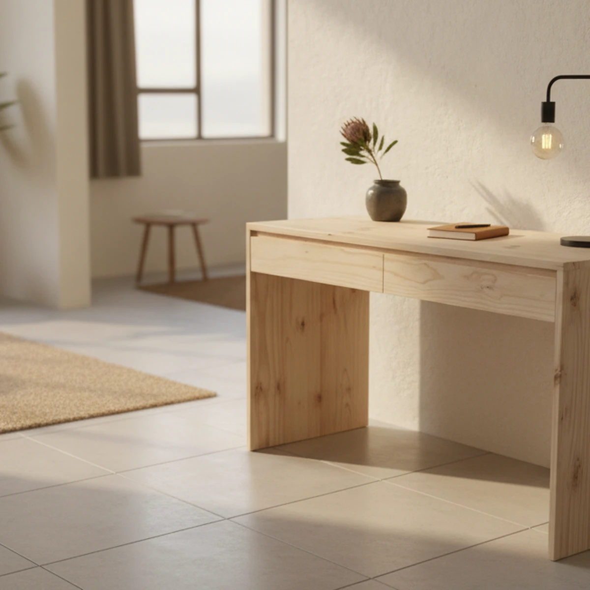 Rosemary Solid Wood Desk 2 Drawers