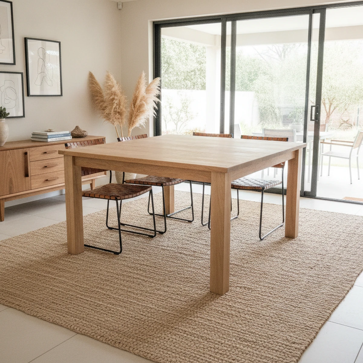 Classic Solid Wood Square Dining Table with Chunky Legs