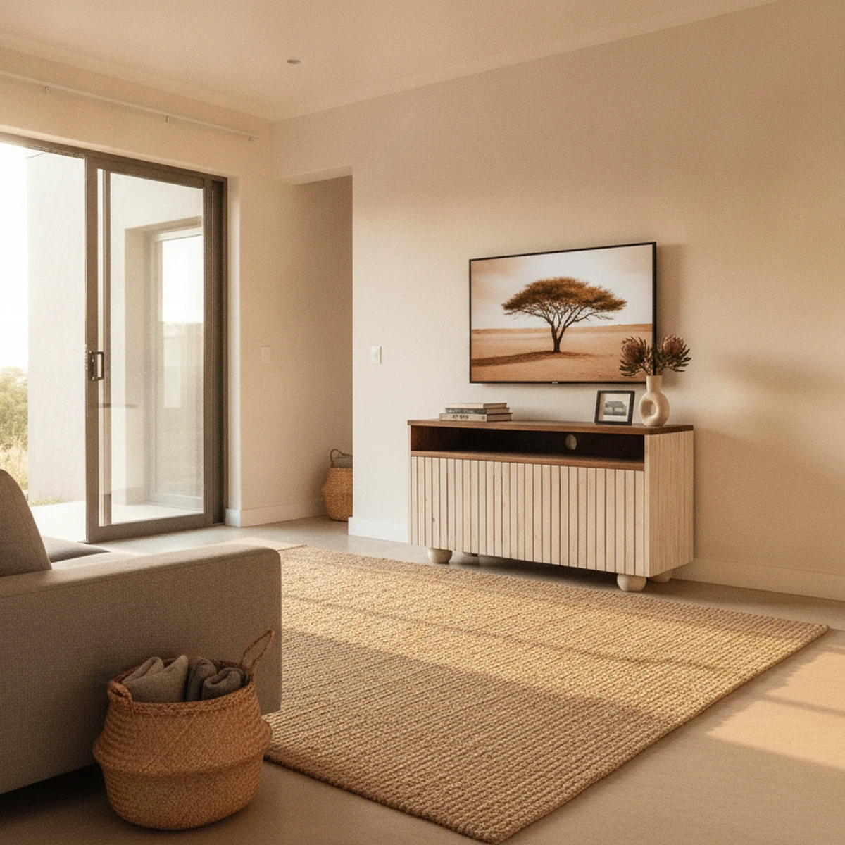 Karoo Slatted Solid Wood Media Console