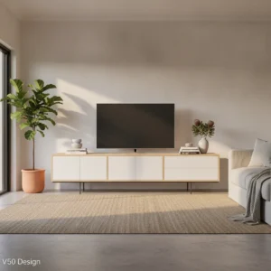 Rosemary Wooden TV Unit with 2 Cabinet Doors and 2 Drawers — lifestyle scene